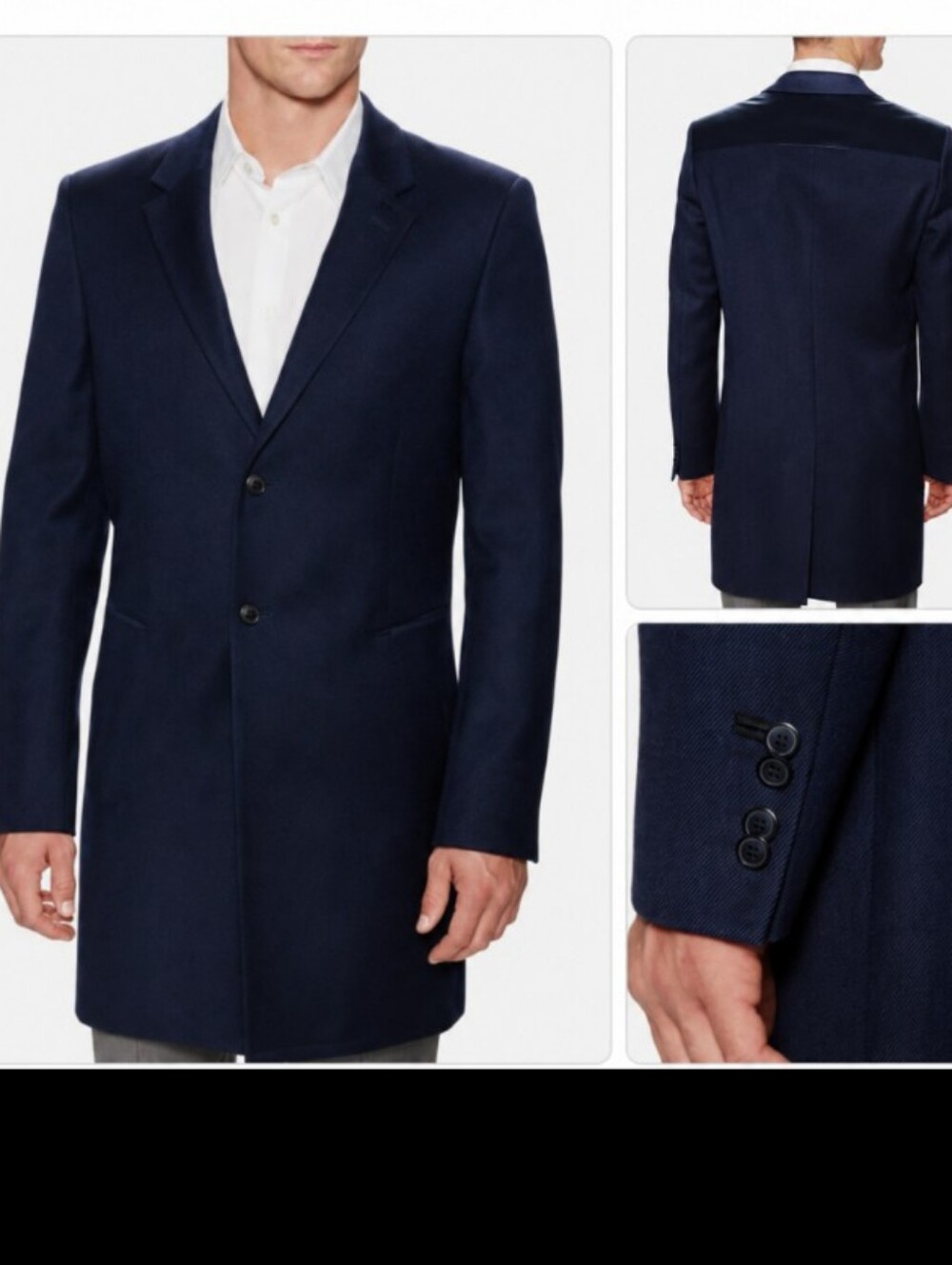 Hugo Boss Antaris Wool Topcoat With Leather Shoulder Yoke 36R